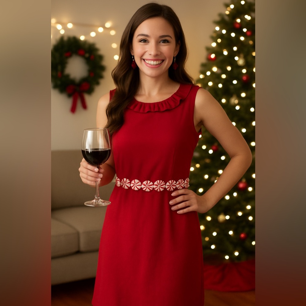 Festive Red Vintage Sleeveless Dress